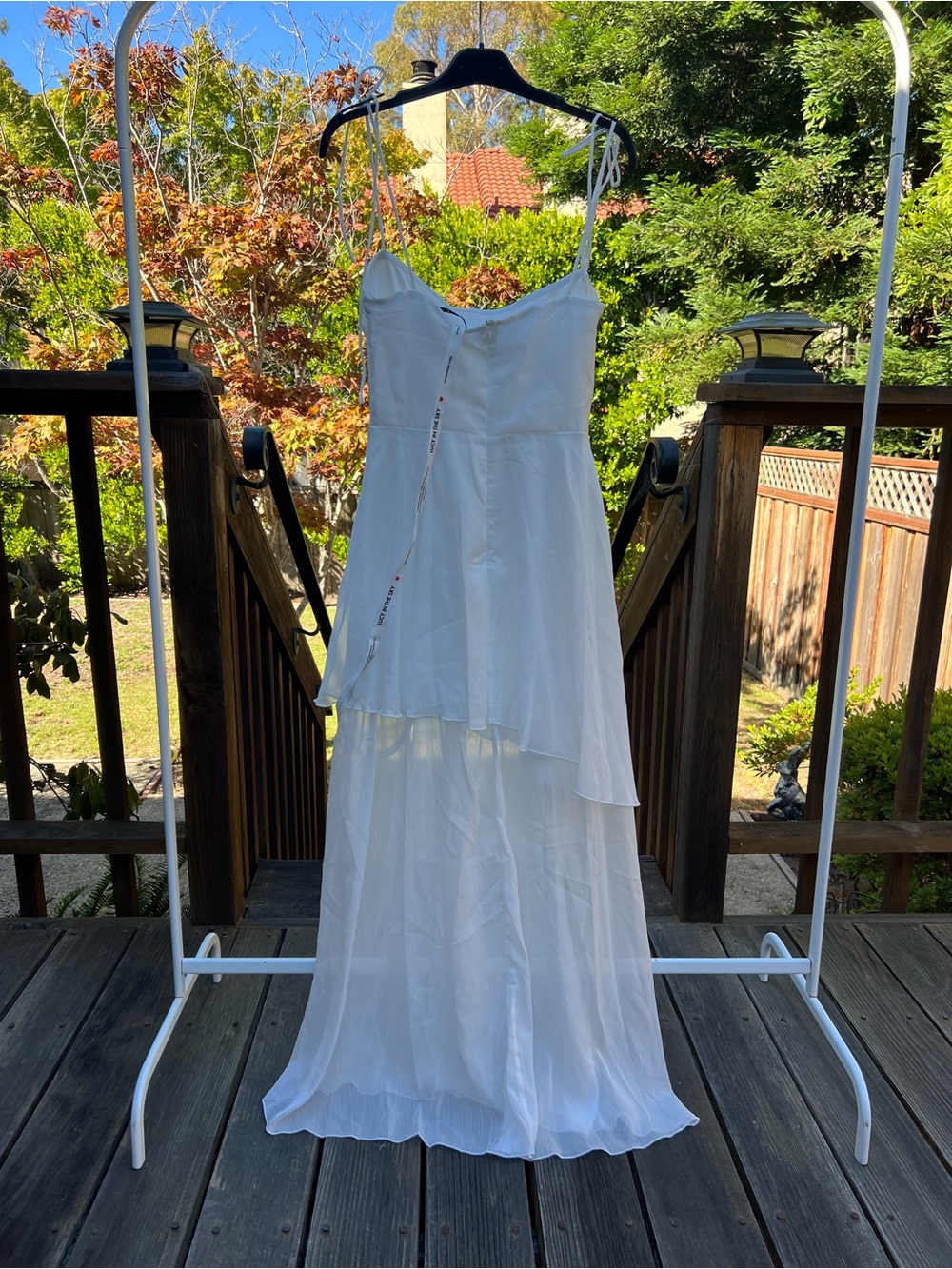 Lucy White Tiered Spaghetti-Strap Maxi Dress